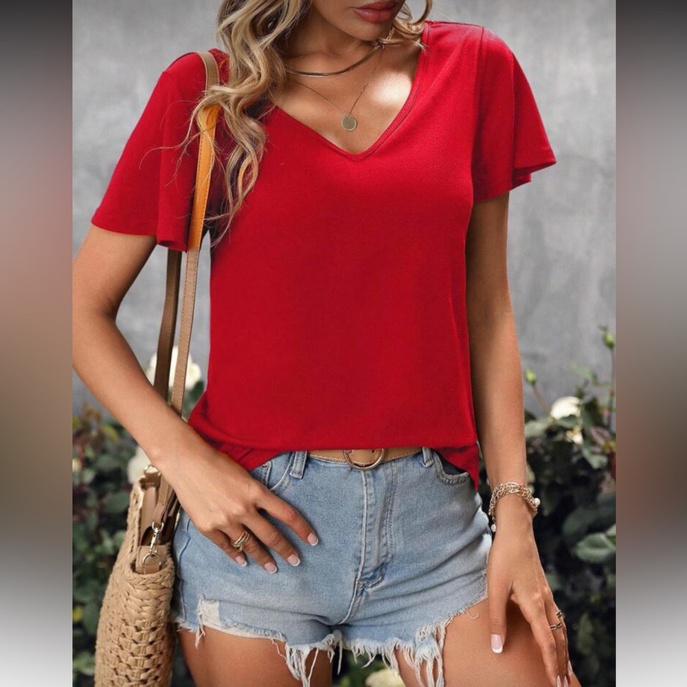Elegant Red Crisscross Back Top